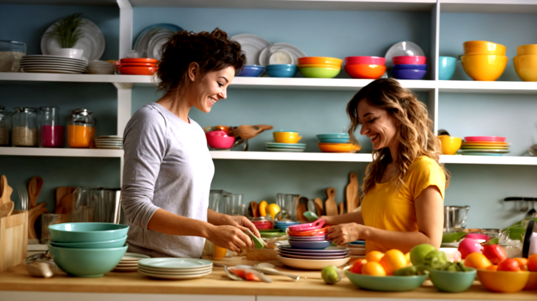 Cucina disordinata utensili visibili soluzioni di organizzazione"