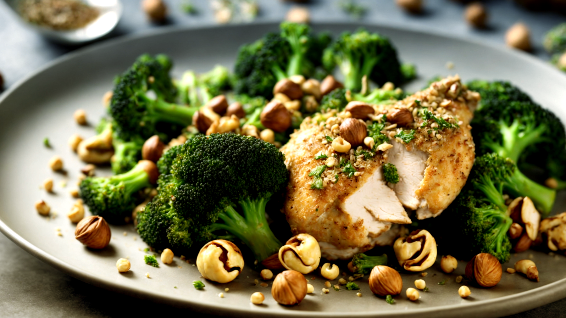 Pollo croccante broccoli nocciole"