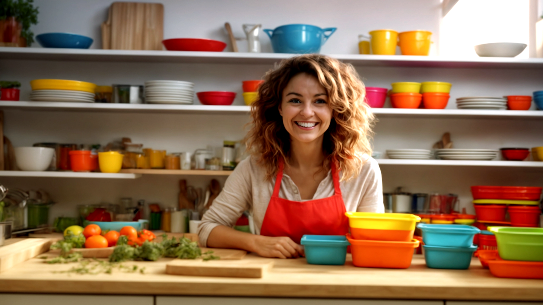 cucina ordinata utensili organizzati mensole galleggianti"