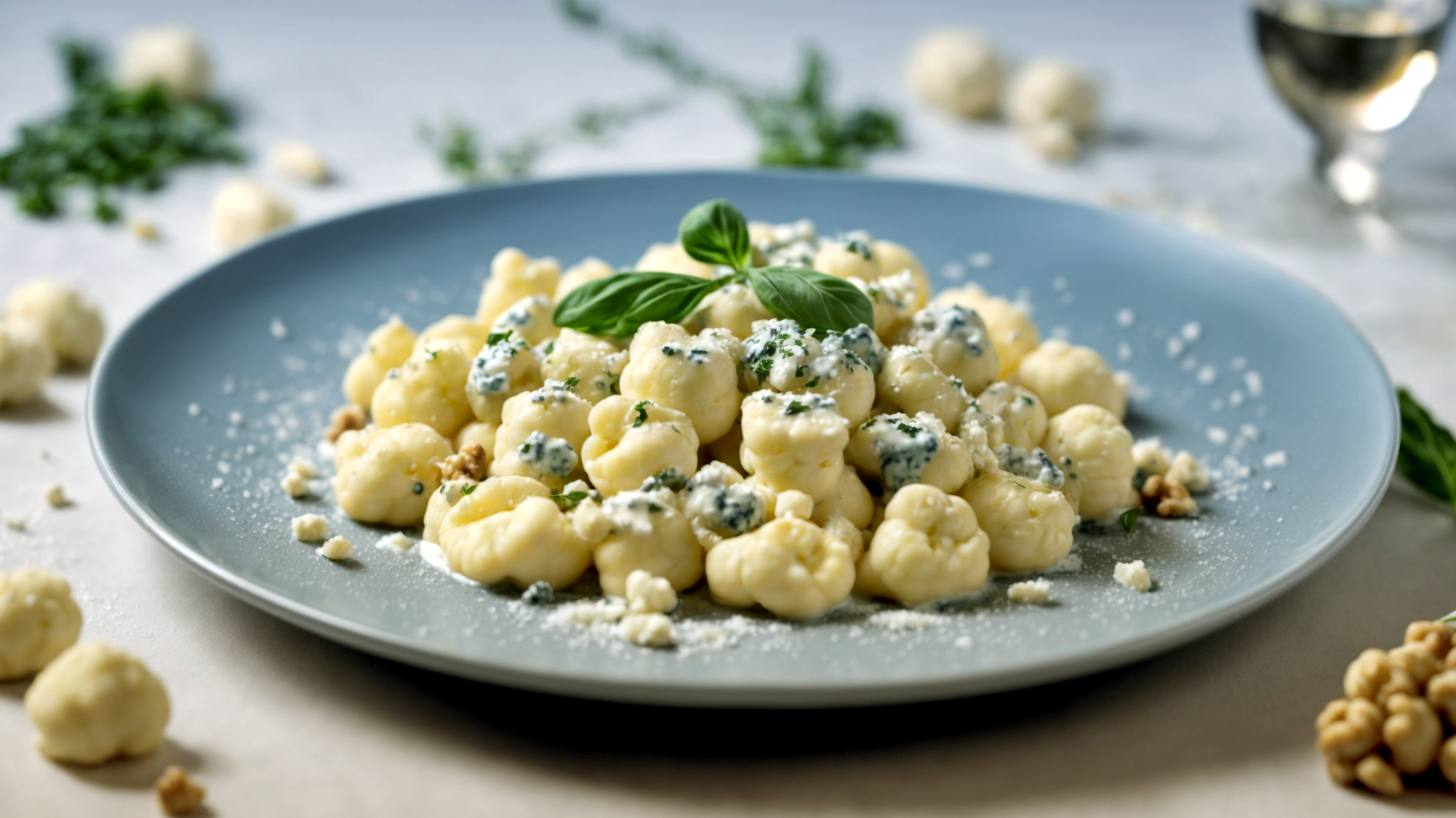 Paesaggio collinare Gnocchi di Cavolfiore Gorgonzola"